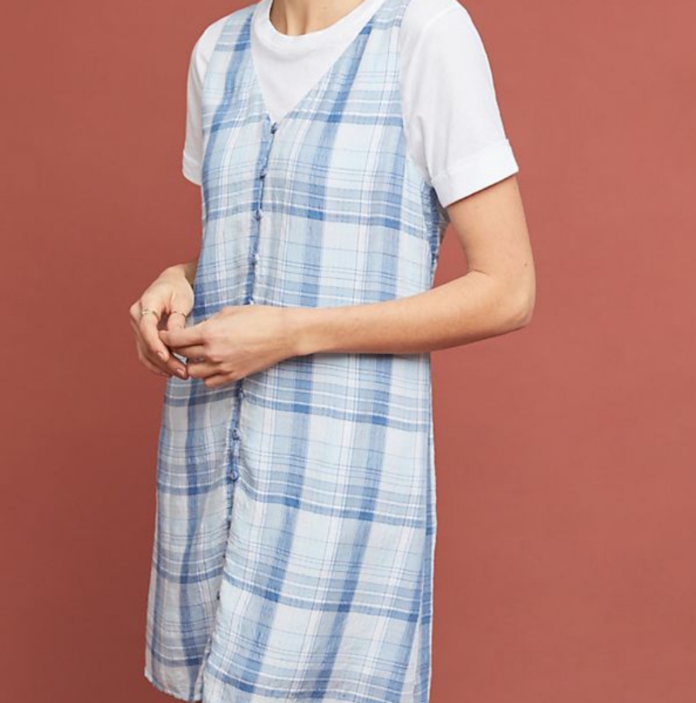 NEW Anthropologue Plaid Button Down Dress Anthro Cloth & Stone